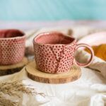 hand moulded speckled mug cherry red