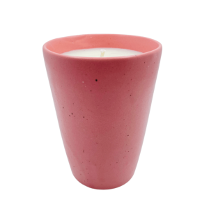 scented candle in a pink container