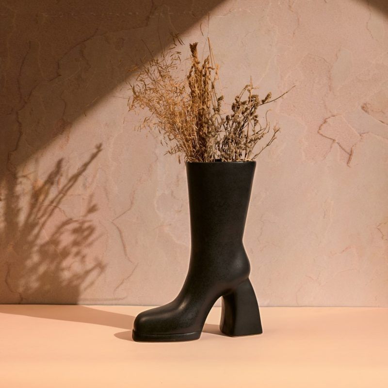 boot vase matte black boot vase matte black