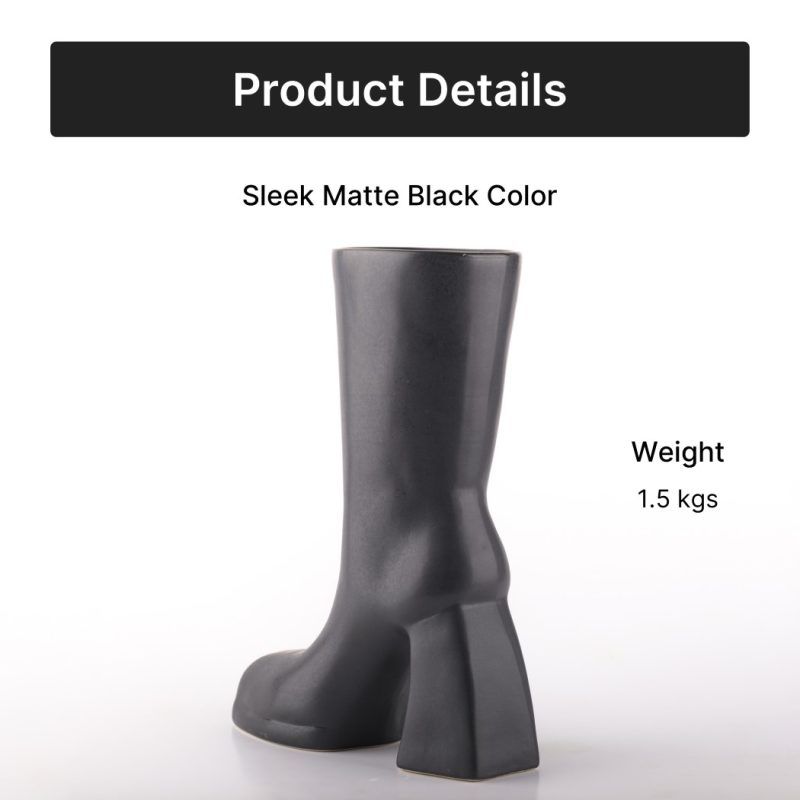 boot vase matte black