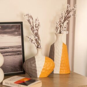 grey mustard slate and sunshine vase set