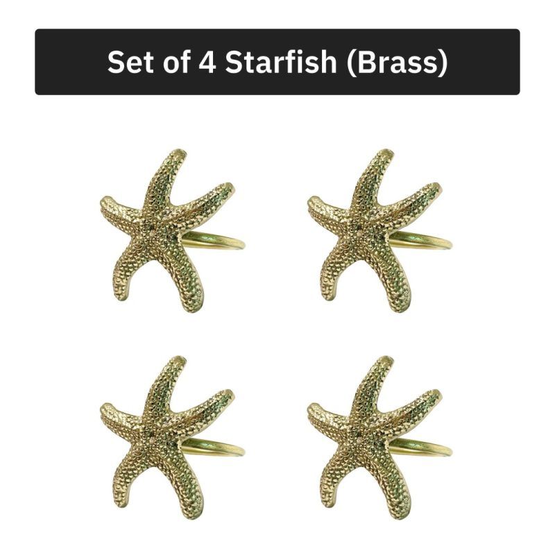 starfish brass napkin ring white bg