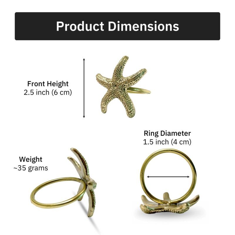 starfish brass napkin ring white bg
