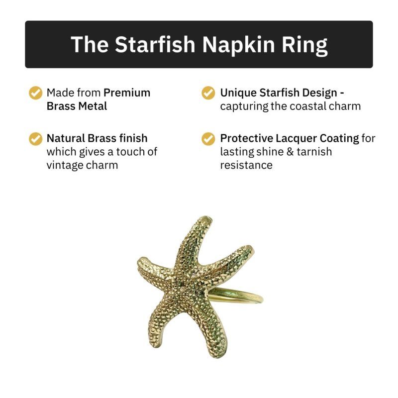 starfish brass napkin ring white bg