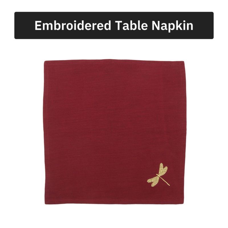 burgundy dragonfly napkin