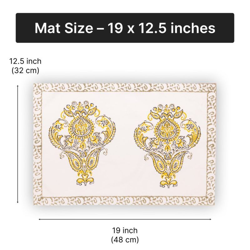jaipuri block print table napkin and place mat white background