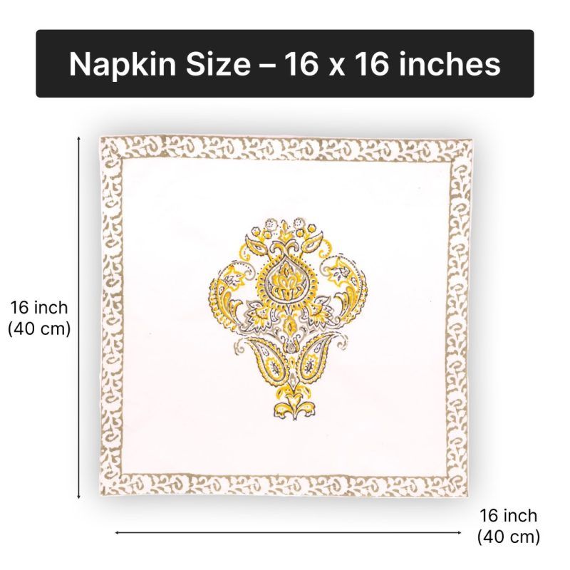 jaipuri block print table napkin and place mat white background