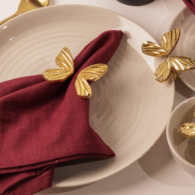 golden butterfly metal napkin rings