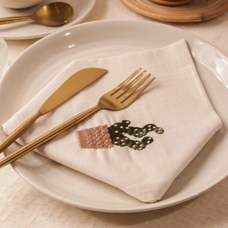 catchy cactus cotton slub napkins