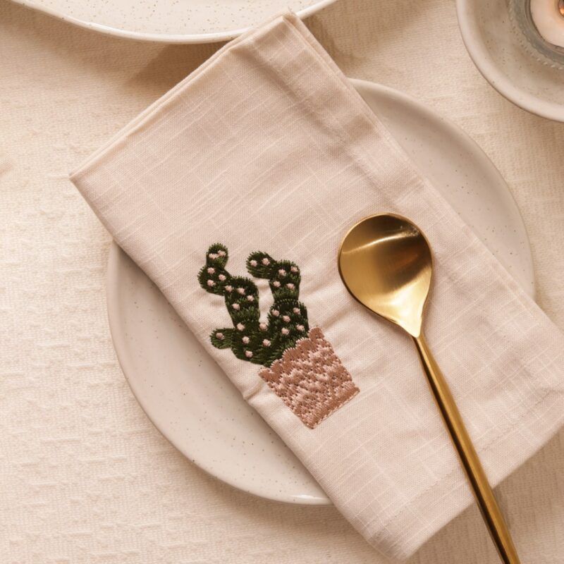 catchy cactus cotton slub napkins