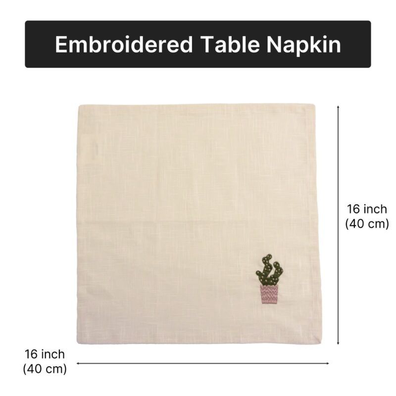 catchy cactus cotton slub napkins white bg