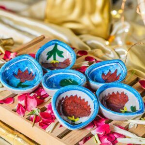 blue pottery diyas set of 6