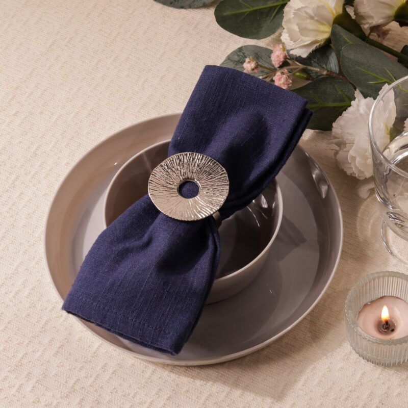 lotus leaf metal napkin ring silver