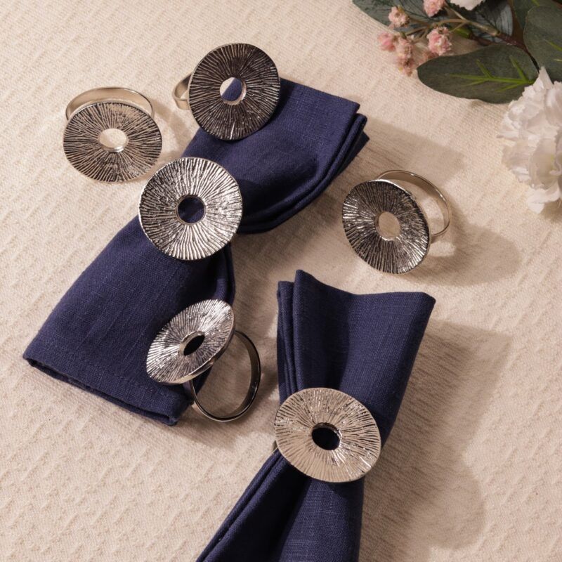 lotus leaf metal napkin ring silver