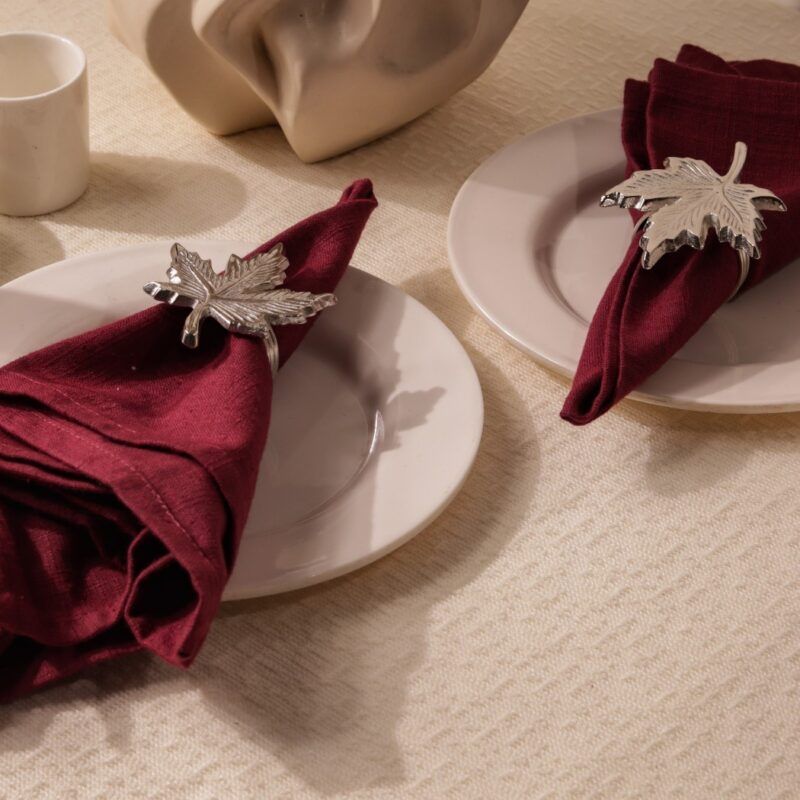 maple leaf metal napkin ring silver