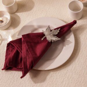 maple leaf metal napkin ring silver