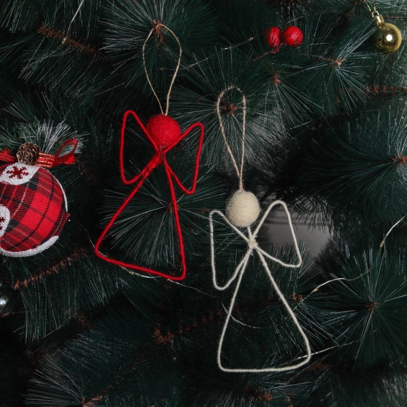 Christmas Hanging Felt Ornaments Red White Angel