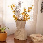 crumpled bag vase white