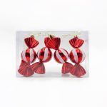 Pack of 4 Red & White Toffee Ornaments displayed in clear packaging box ready for gifting.