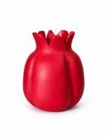 Studio view of the large 7.5-inch handmade terracotta pomegranate showpiece in a semi-matte ravishing red finish by Glimpse Homes.