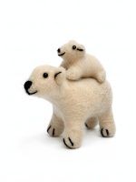 Handmade felt polar bear and baby cub ornament by Glimpse Homes for nursery decor
