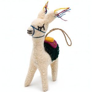 Handmade felt llama ornament with embroidered saddle by Glimpse Homes, kids room decor