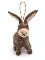 Glimpse Homes handmade felt rabbit hanging ornament, front view on white background