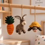 Handmade Felt Animals Nursery Decor (Tortoise + Rabbit + Carrot)